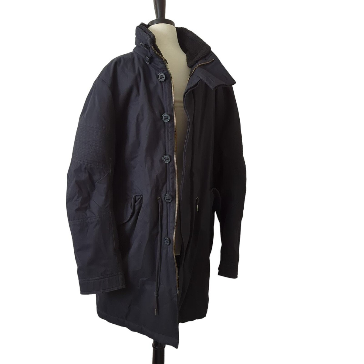 Helmut Lang Men Jacket Black XL Mid-Length Winter Coat Cargo Helmut Lang Men Jacket Black XL Mid-Length Winter Coat Cargo