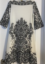 Forever White Black 3/4 Sleeves Dress size Medium