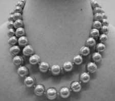36 18 20"25" 30" 11-10 mm AAA South Sea Baroque Silver Grey Pearl Necklace