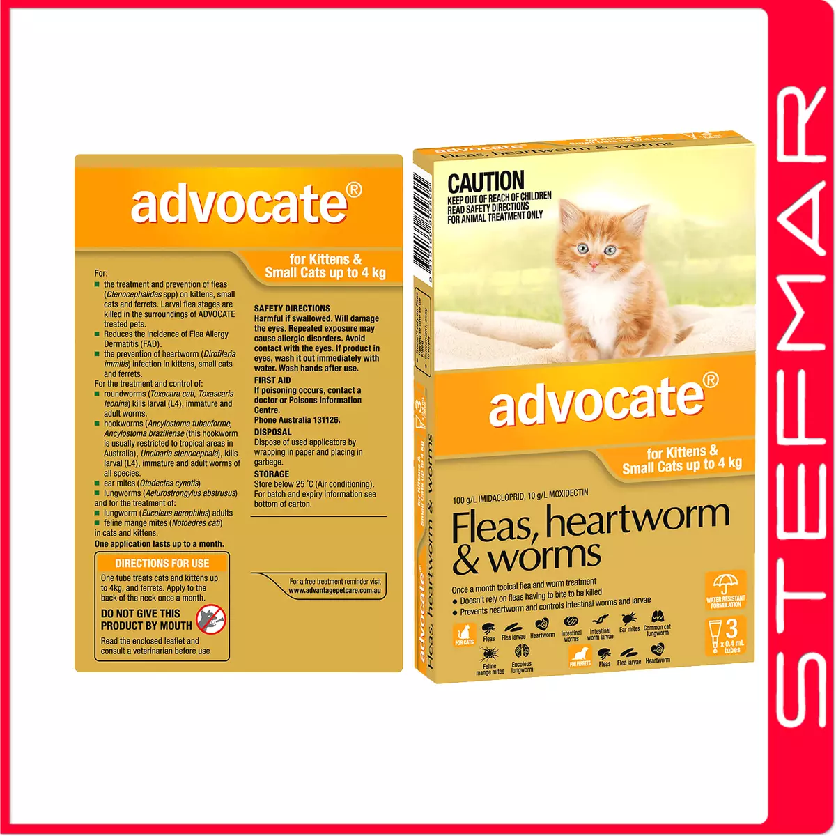 Advocate Cat Upto 4Kg Small Orange 3Pack