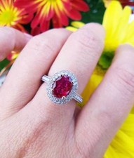 Untreated Natural Vivid Red Ruby Ring 1.20cts in 18ct White Gold - GemCertified