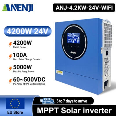 ANENJI Inverter solare ibrido 4200W Off Grid MPPT 100A 24V 220V onda sinusoidale pura