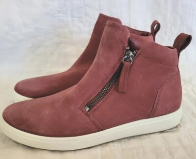 ECCO Women's Soft 7 Zip Boot Sneaker Leather  Andorra Red Size 37 6 - 6.5  NEW
