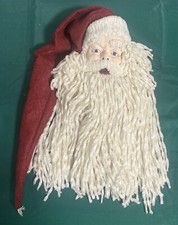 Vintage LARGE PAPER MACHE 20  SANTA WALL HANGING Long Beard Christmas Decoration