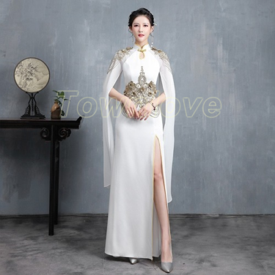 White Chinese Dress Qipao Cheongsam Dress Plus Size Modern Oriental Embroidery | eBay White Chinese Dress Qipao Cheongsam Dress Plus Size Modern Oriental Embroidery | eBay
