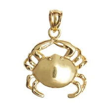 New 14k Yellow Gold Crab Pendant