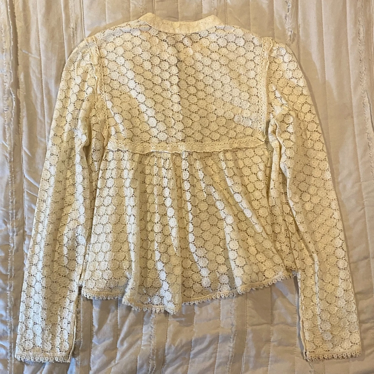 Off white lace cardigan cheap