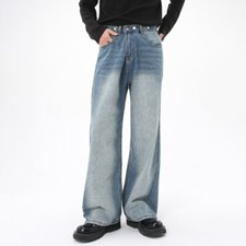 Jeans Dritti Da Uomo Retro Casual In Denim Pantaloni A 5 Tasche Slim Fit