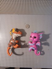 WowWee Fingerlings Glitter Dragon Sandy pink  blue 4.75" AND DINO