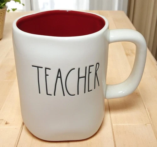 Rae Dunn “TEACHER” Mug Red Interior Artisan Collection Magenta Gift for Educator
