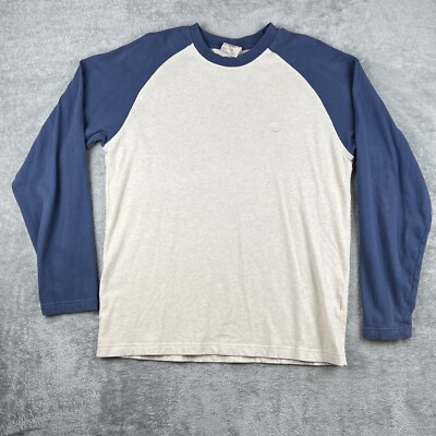 Timberland Long Sleeve Men's Large Beige And Blue Baseball Shirt