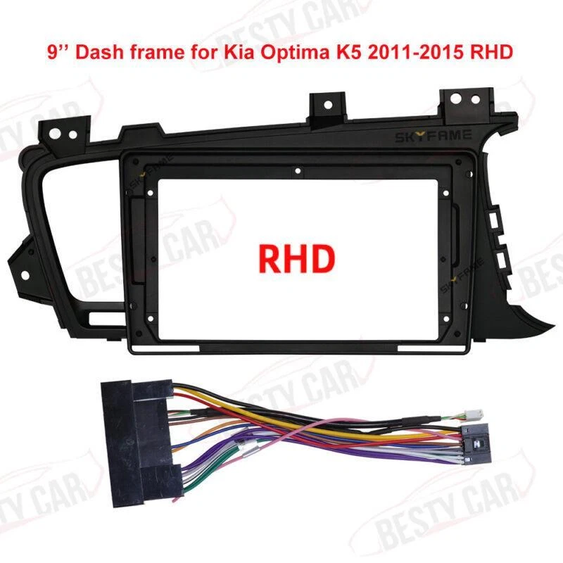 9'' Car Radio Stereo Dash Frame Fascia Panel w/Harness for KIA Optima K5 RHD - Image 3 of 4