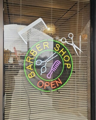 Barber Shop Open Haircut Hair Comb 24''x24'' Neon Sign Lamp Light Wall Decor Glass