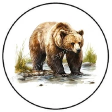 WOODLAND BEAR IN RIVER ENVELOPE SEALS LABELS STICKERS PARTY FAVORS