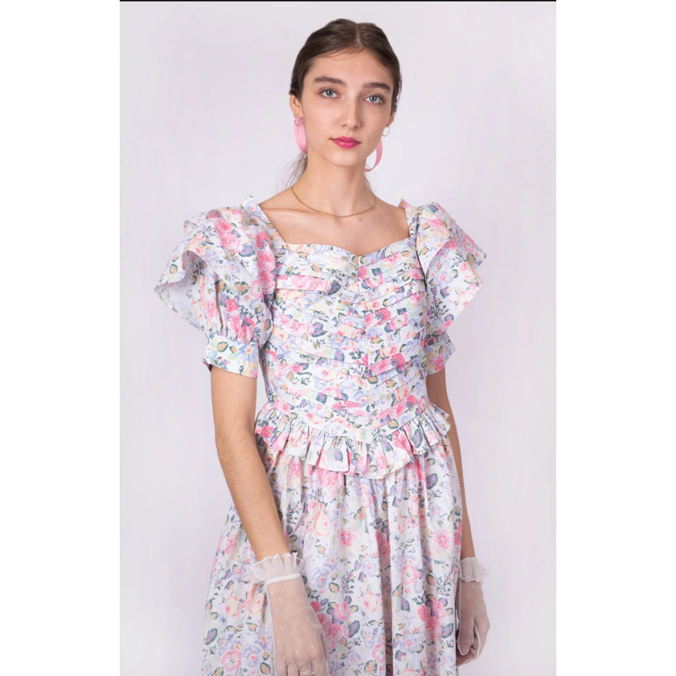 NWT Batsheva x Laura Ashley Eden Dress Midi Floral Quartet Print Size 0