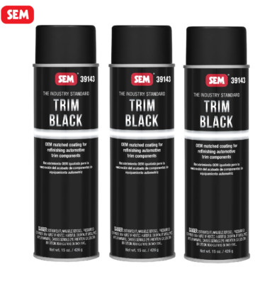 SEM Products 39143 Trim Black Aerosol Spray Can 15 oz. Auto Body Paint (3 Cans)