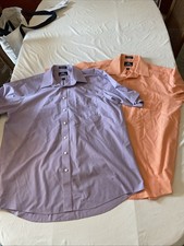 Lot of 2  Stafford Wrinkle Free Short Sleeve Shirts  Mens 17.5