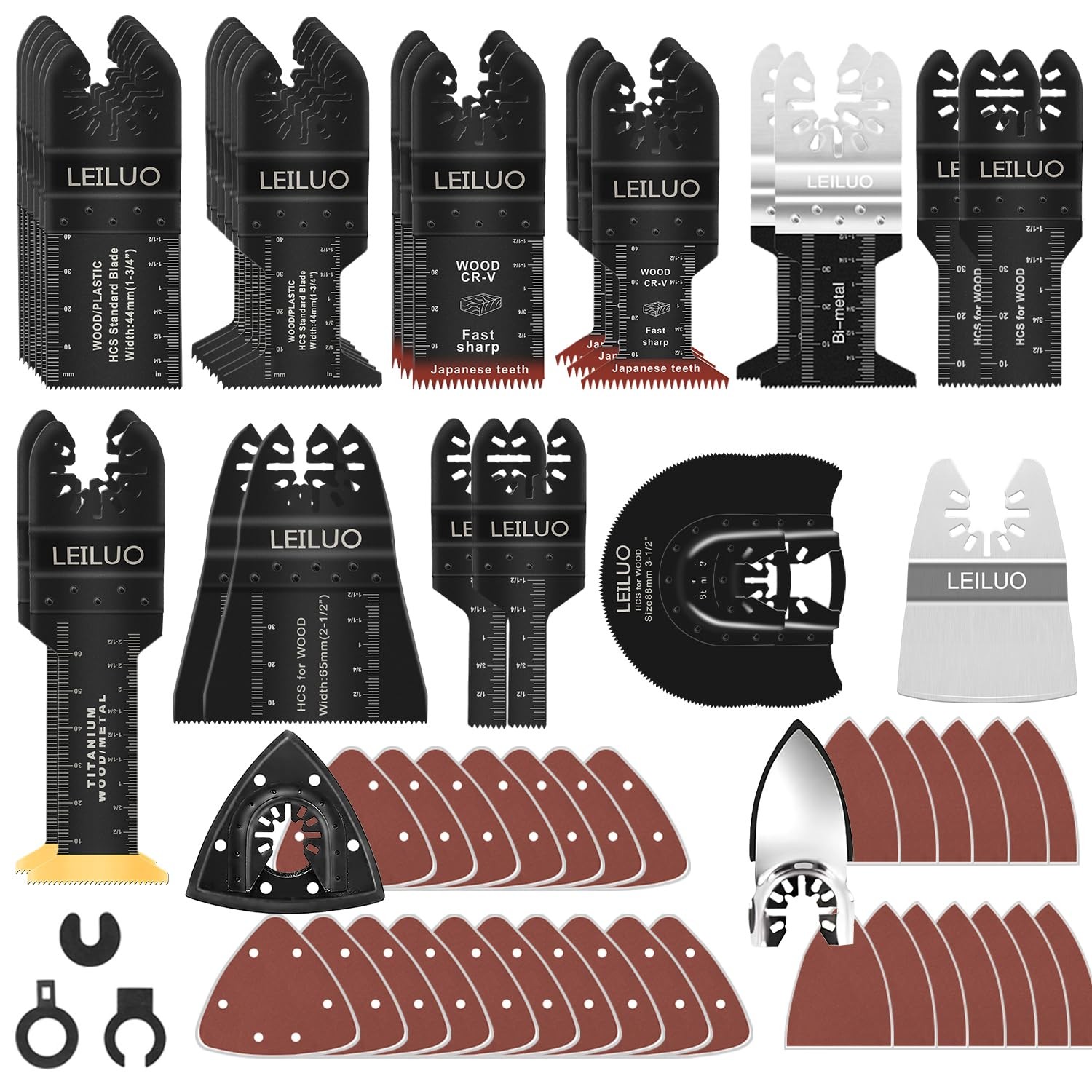 116-Piece Multitool Blade Kit with Cutting & Sandpaper Attachments for Oscillating Tools