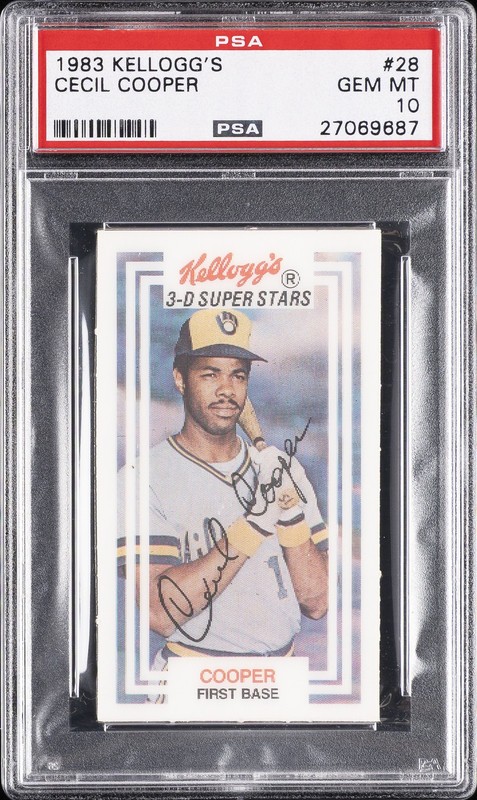 1983 KELLOGG'S #28 CECIL COOPER PSA 10