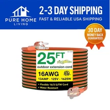 Contractor Grade 25ft Outdoor Extension Cord - Lighted End, 16/3 SJTW - Go Green