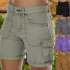 Damen Cargo Shorts Kurze Sommerhose Bermuda Kurzhose Hotpants Freizeitshorts DE