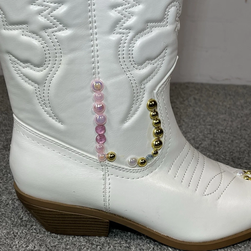 Botas de Vaquero Soda Reno Western Talla 9 Blancas Cosidas Punta Punta Moda Foto 2 de 4