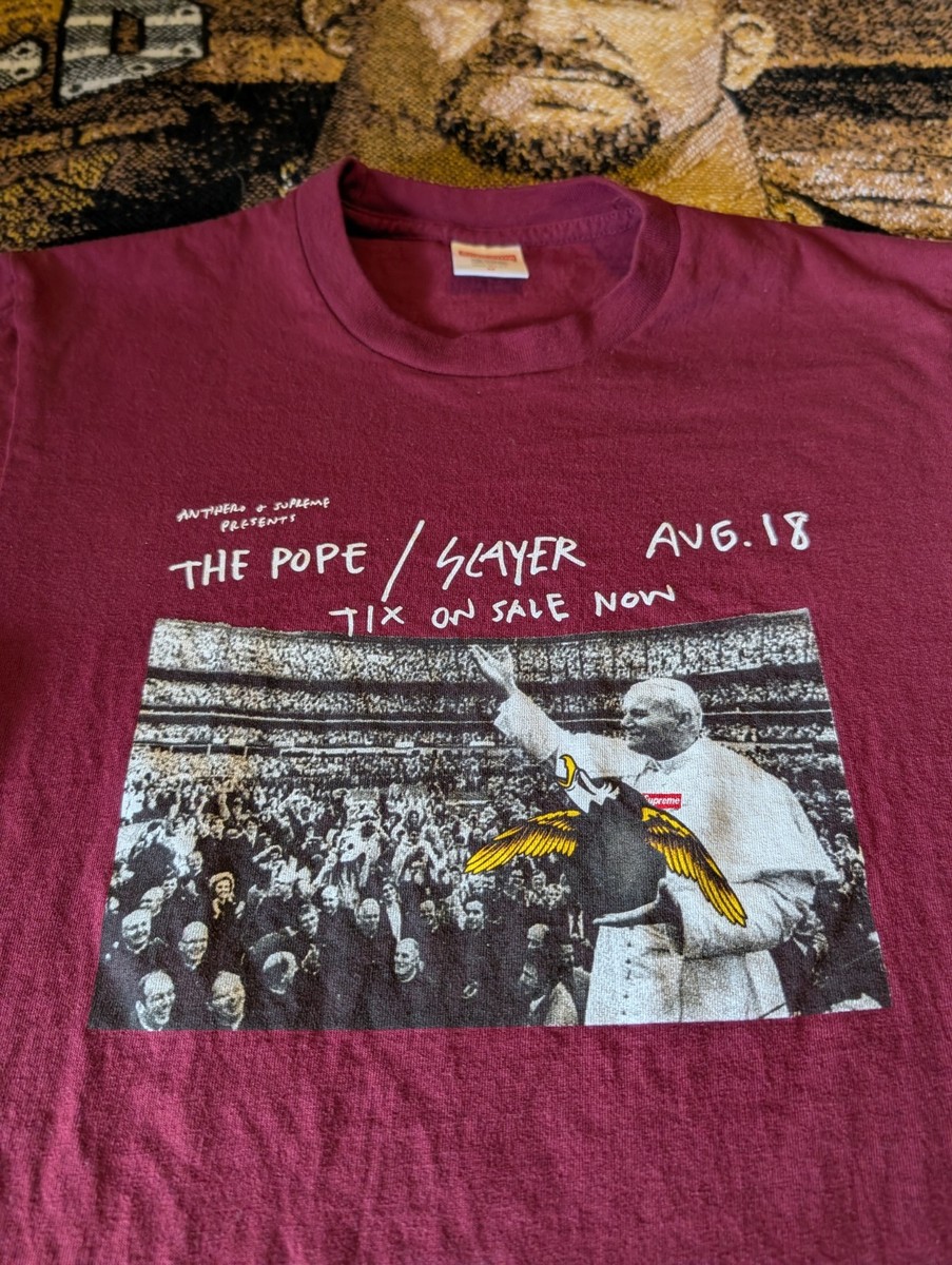 Supreme Anti Hero The Pope Slayer T-Shirt Burgundy Medium M SS16