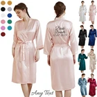 Long Satin Personalized Wedding Robe Bridesmaid Bride Prom Party Dressing Gowns