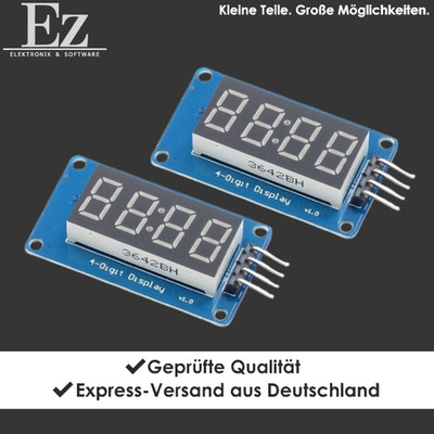 2 Stück TM1637 4-Digit LED Display Modul für Uhr Zähler Timer Messgerät 4 PIN