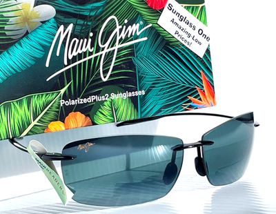 Maui Jim LIGHTHOUSE Gloss Black POLARIZED Grey +2.0 Reader