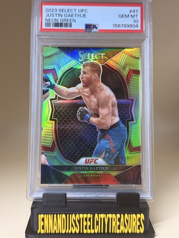 PSA Graded 10 Justin Gaethje 2023 Select UFC Neon Green 73/75 #47