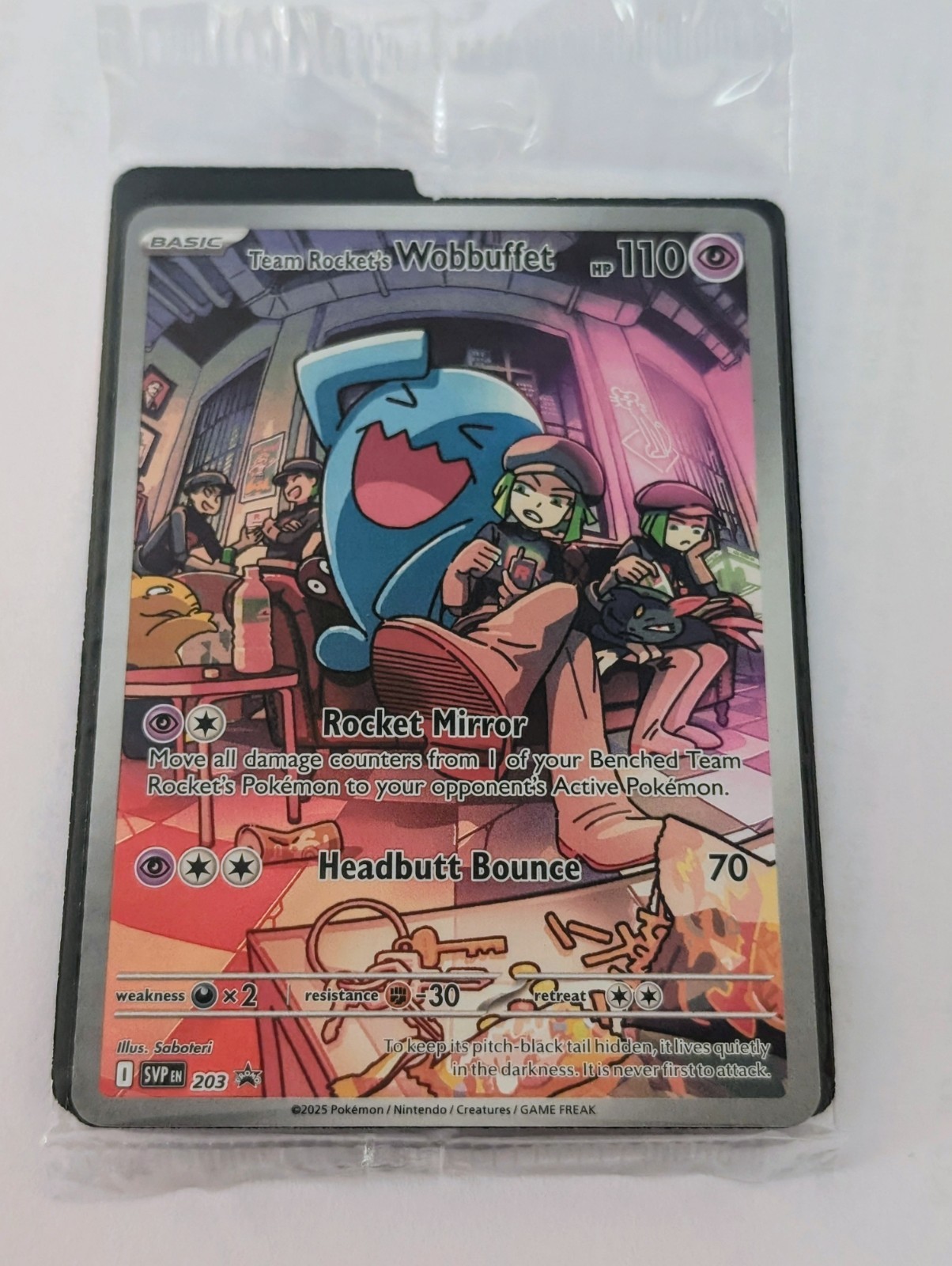 Pokémon TCG Team Rocket's Wobbuffet 203 Black Star Promo Holo Scarlet & Violet