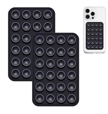 ELI-ONLINE 2x Set Doppelseitige Handyhalterung Silikon-Saugnapf Handyhülle Ständer Schwarz