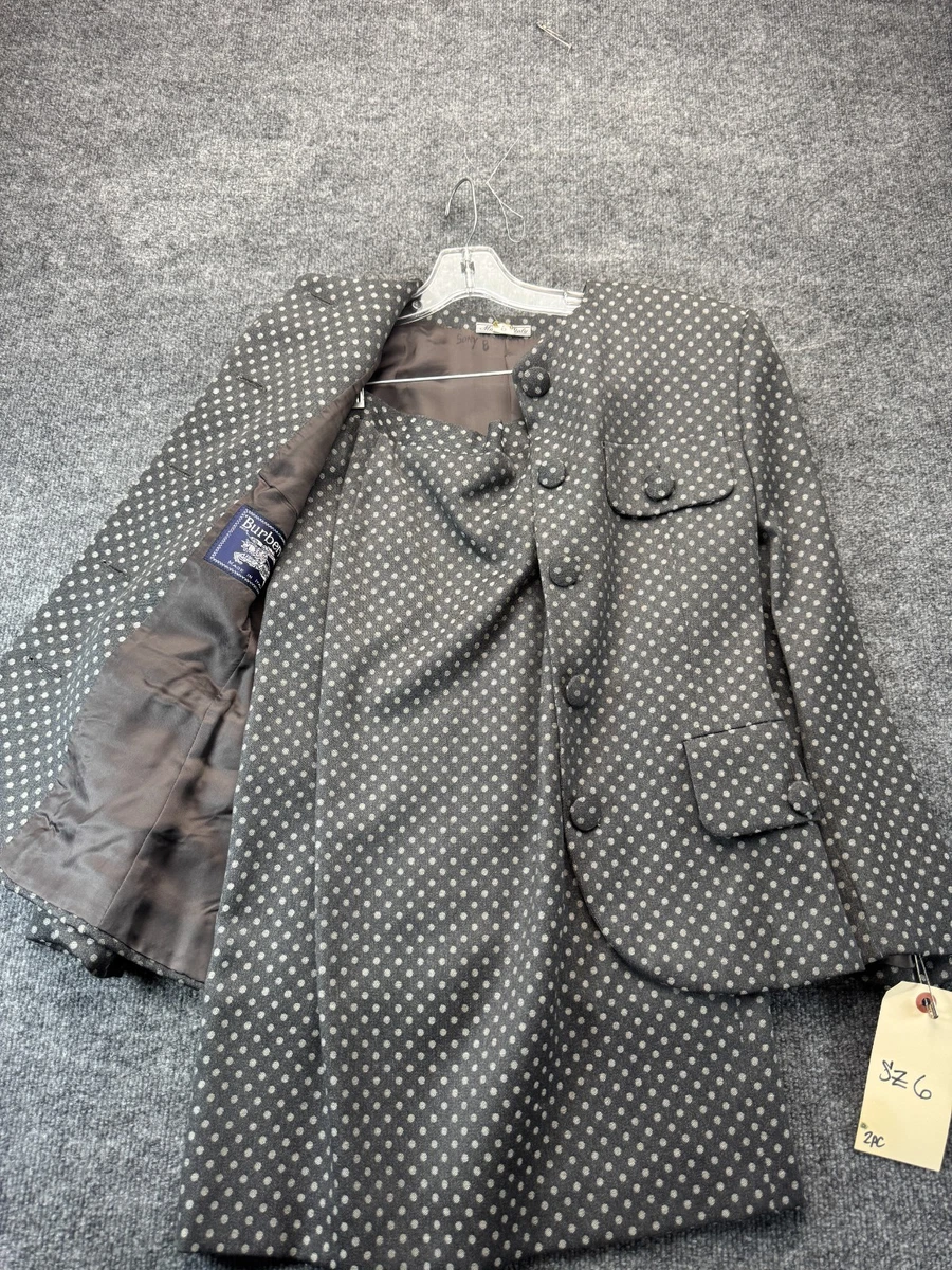 De Colección Burberrys Mujer Falda Traje 40 42 Lunares Lana Blazer Falda Lápiz Italia S