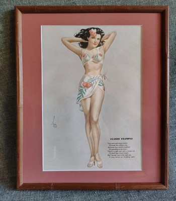 VARGA GIRL    PIN-UP Vintage 1947 ESQUIRE Tropical TIKI Calendar PRINT Framed
