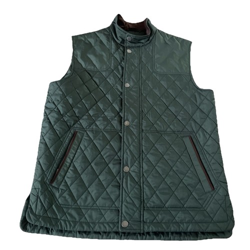 Orvis Sleeveless Quilted Vest Full Zip Snap Green   zip pockets Men's Medium - Picture 1 of 6