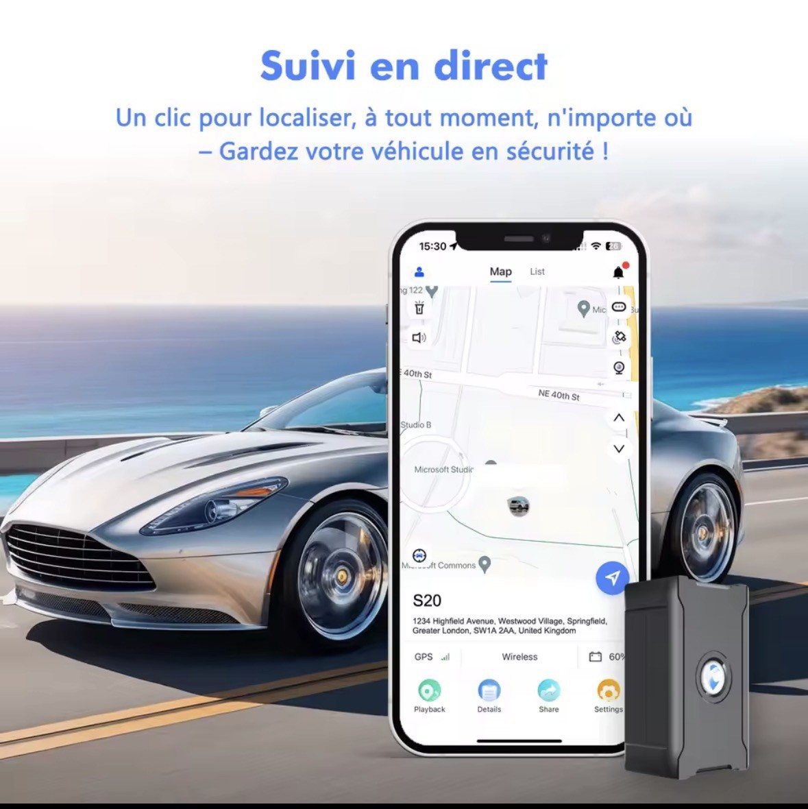 Traceur GPS auto moto balise étanche tracker antivol voiture 4G