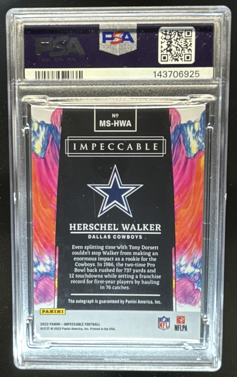 2022 Panini Impeccable Herschel Walker Masterstrokes Auto #/25 PSA Authentic 10 view 2