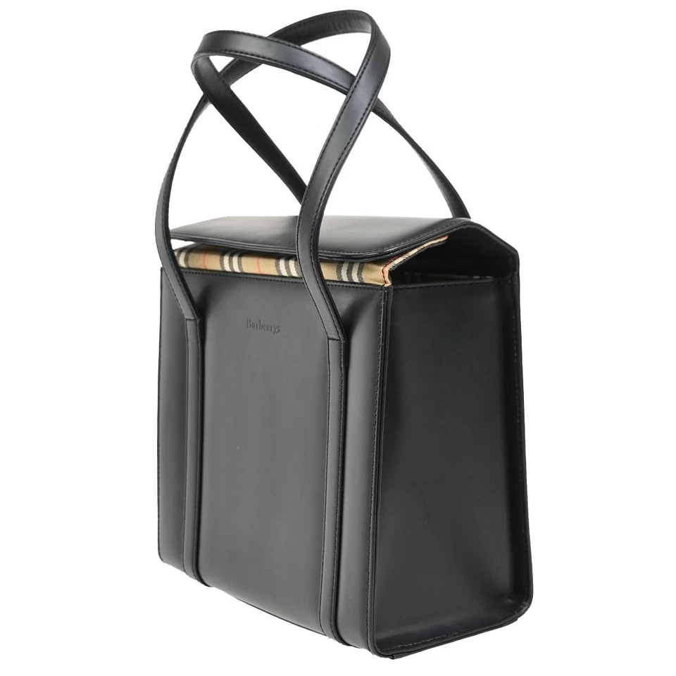 Mini Bolso de Mano BURBERRYS Logo Nova Check Lona Cuero Negro Beige SHW 30DA223 Foto 2 de 4