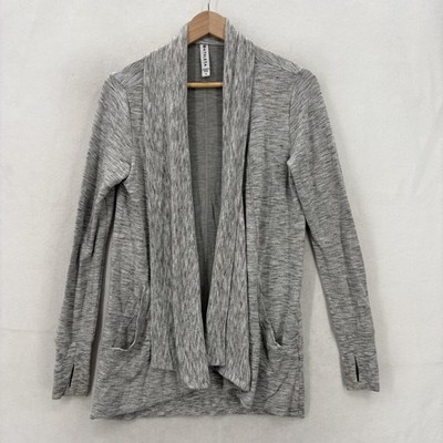 Athleta Pranayama Restore Wrap Cardigan Womens Small Gray Stretch Knit Gym Work