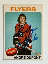 Andre Dupont 1975/76 O-PEE-CHEE #56 AUTO AUTOGRAPH Signed Philadelphia Flyers