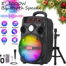 8" 1000W Portable Wireless Bluetooth Speaker with Mic Remote Tripod PA System