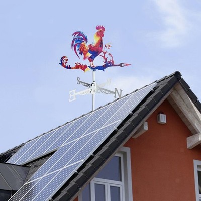 Wetterfahne mit Hahn, Hahn-Ornament, Wetterhahn, Windrichtungsanzeiger, Metall,