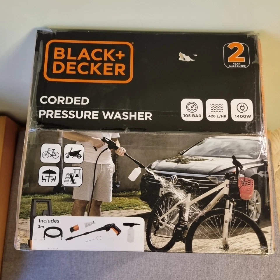 BLACK + DECKER ● PW1450TDL 1400  Watt 105 Bar ● Pressure Washer  - Image 4 of 4