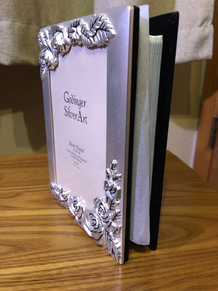 Álbum de fotos Godinger -NUEVO - 1991 vintage plateado rosa contiene 100 fotos 4x6 Foto 2 de 4