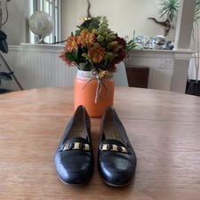SALVATORE Ferragamo Boutique Womens Black Pumps heels Vintage Made In Italy 8 2A