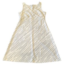 NWOT Eddie Bauer Women's Sleeveless Faux Wrap Dress White Gray Size XL