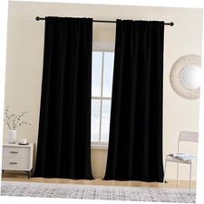 Pureout Curtains 84 inch Length 2 Panels Set, 52"W x 84"L Pack of 2 Black