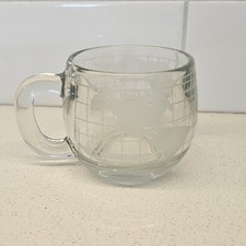 Vintage NESCAF&Eacute; Glass Globe Coffee Mug - Etched World Map - 1970s/80s Retro