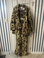 Vtg Cabelas Duck Camo Gore Tex Thinsulate Hunting Jacket Bibs Set Made in USA L